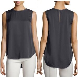 Theory Melana 100% Silk Blouse Top Tank Sleeveless Cyprus Green Size Large